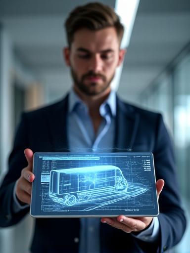 Logistics professional analyzing routing data on a tablet